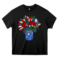 Black Patriotic Sunflower in a Jar Heavy Core Tee - Jasminsmagicworld
