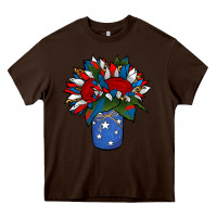 Chocolate Brown Patriotic Sunflower in a Jar Heavy Core Tee - Jasminsmagicworld