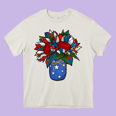 Patriotic Sunflower In A Jar Heavy Core Tee Designed By Jasminsmagicworld