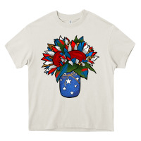 Cream Patriotic Sunflower in a Jar Heavy Core Tee - Jasminsmagicworld