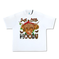 White Just a Little Moody Urban Heavy Tee - CowhideDigitalArt