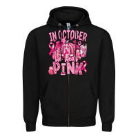 Black in october we wear pink american football Zipper Hoodie - RanaPortraitStore