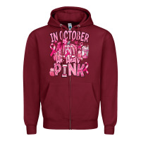 Burgundy in october we wear pink american football Zipper Hoodie - RanaPortraitStore