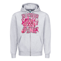 Heather Grey in october we wear pink american football Zipper Hoodie - RanaPortraitStore