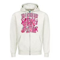 Oatmeal Heather in october we wear pink american football Zipper Hoodie - RanaPortraitStore