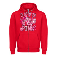 Red in october we wear pink american football Zipper Hoodie - RanaPortraitStore