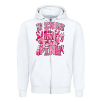 White in october we wear pink american football Zipper Hoodie - RanaPortraitStore