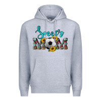Heather Grey western leopard cowhide sunflowers  glitter mom soccer Premium Hoodie - Artiststas