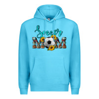 Ocean Blue western leopard cowhide sunflowers  glitter mom soccer Premium Hoodie - Artiststas