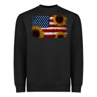 Black Distressed Yellow Sunflower American Flag Heavyweight Sweatshirt - Jasminsmagicworld