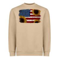 Mushroom Distressed Yellow Sunflower American Flag Heavyweight Sweatshirt - Jasminsmagicworld