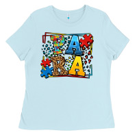 Baby Blue autism leopard frame para Ladies Tee - LillyAllenDesigns