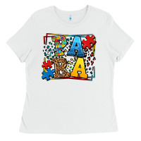 White autism leopard frame para Ladies Tee - LillyAllenDesigns