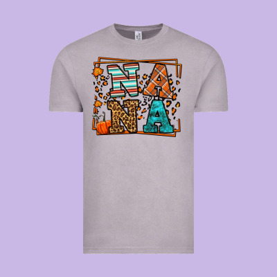 Fall Autumn Leopard Nana Vintage Tee Designed By Lillyallendesigns