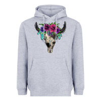 Heather Grey cowhide bull skull Heavyweight Hoodie - Jasminsmagicworld