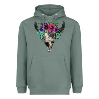 Sage cowhide bull skull Heavyweight Hoodie - Jasminsmagicworld
