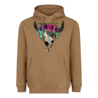 Toasted Coconut cowhide bull skull Heavyweight Hoodie - Jasminsmagicworld