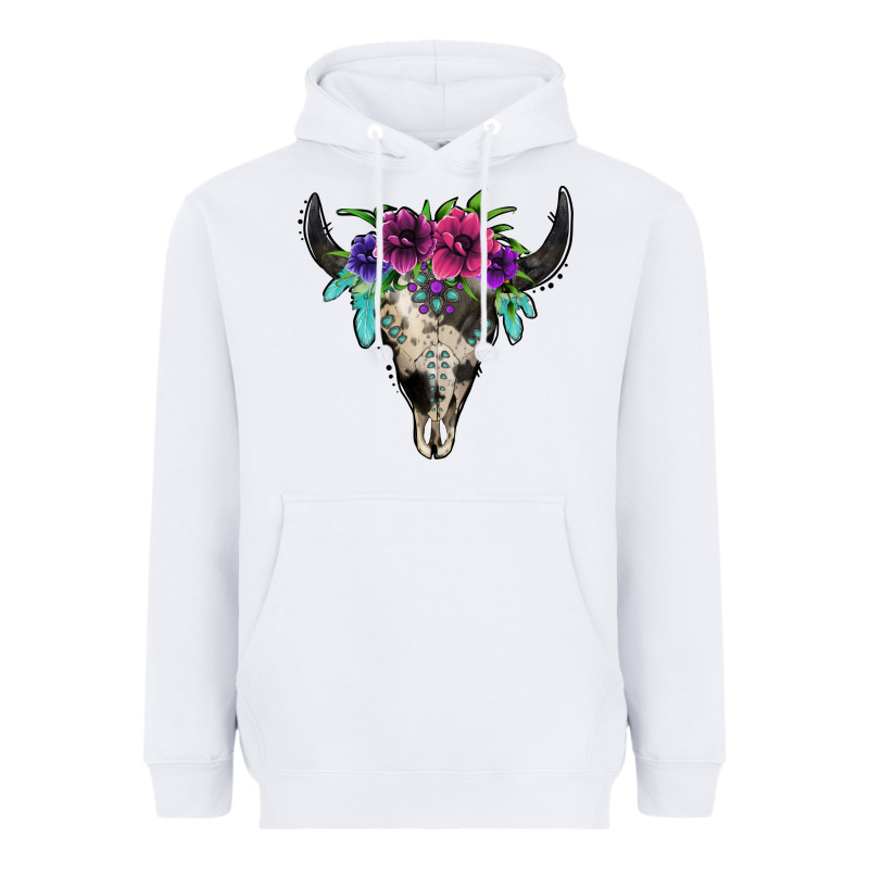 Cowhide Bull Skull Heavyweight Hoodie by Jasminsmagicworld | Teevron