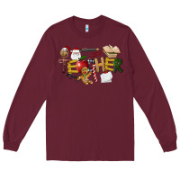 Burgundy christmas teacher Long Sleeve Tee - LillyAllenDesigns