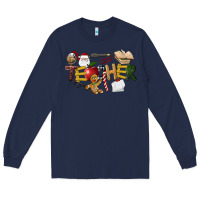 Navy christmas teacher Long Sleeve Tee - LillyAllenDesigns