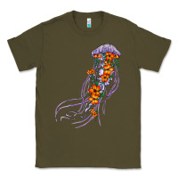 Army Green light purple jellyfish and floral Classic Tee - BarkalooDesign