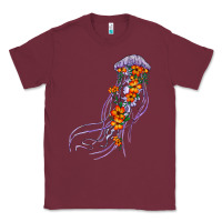 Burgundy light purple jellyfish and floral Classic Tee - BarkalooDesign