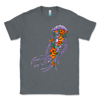 Charcoal Heather light purple jellyfish and floral Classic Tee - BarkalooDesign