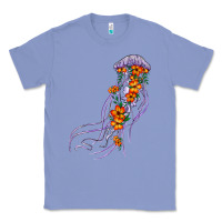 Colony Blue light purple jellyfish and floral Classic Tee - BarkalooDesign