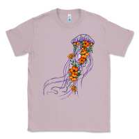 Lilac light purple jellyfish and floral Classic Tee - BarkalooDesign