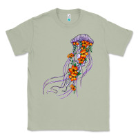 Matcha light purple jellyfish and floral Classic Tee - BarkalooDesign