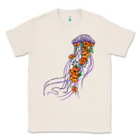 Natural light purple jellyfish and floral Classic Tee - BarkalooDesign