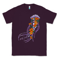 Plum light purple jellyfish and floral Classic Tee - BarkalooDesign