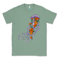 Sage light purple jellyfish and floral Classic Tee - BarkalooDesign