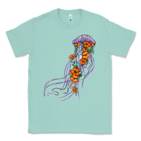 Light Purple Jellyfish And Floral Classic Tee | Teevron