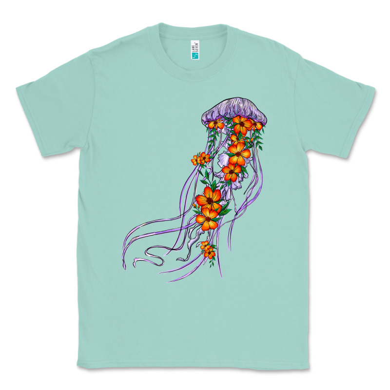 Light Purple Jellyfish And Floral Classic Tee by BarkalooDesign | Teevron