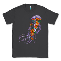 Smoke light purple jellyfish and floral Classic Tee - BarkalooDesign