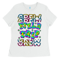 White Crew Field Trip Ladies Tee - CowhideDigitalArt