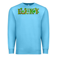 Ocean Blue st. patrick's day lucky with clovers and horseshoe Premium Sweatshirt - RanaPortraitStore