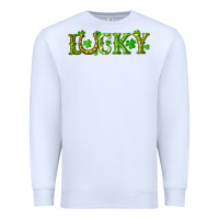 White st. patrick's day lucky with clovers and horseshoe Premium Sweatshirt - RanaPortraitStore