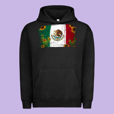 Mexican Flag Cactus Sunflower Urban Hoodie Designed By Jasminsmagicworld
