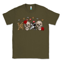 Army Green Xoxo Valentine skulls Valentine's Day Classic Tee - FaDigitalArtStudio