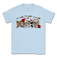 Dusty Blue Xoxo Valentine skulls Valentine's Day Classic Tee - FaDigitalArtStudio