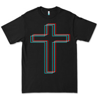 Black A Neon Christian Cross Premium Tee - artisFamous