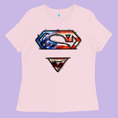 Super American Flag Logo Ladies Tee Designed By Lillyallendesigns