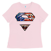 Bubblegum Pink super american flag logo Ladies Tee - LillyAllenDesigns