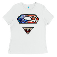 White super american flag logo Ladies Tee - LillyAllenDesigns