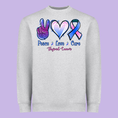 Peace Love Cure Thyroid Cancer Heavyweight Sweatshirt Designed By Jasminsmagicworld