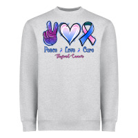 Heather Grey Peace Love Cure Thyroid Cancer Heavyweight Sweatshirt - Jasminsmagicworld