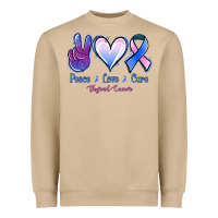 Mushroom Peace Love Cure Thyroid Cancer Heavyweight Sweatshirt - Jasminsmagicworld
