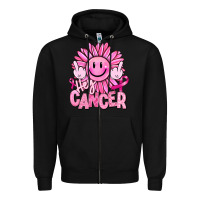 Black hey cancer smiley face breast cancer Zipper Hoodie - RanaPortraitStore
